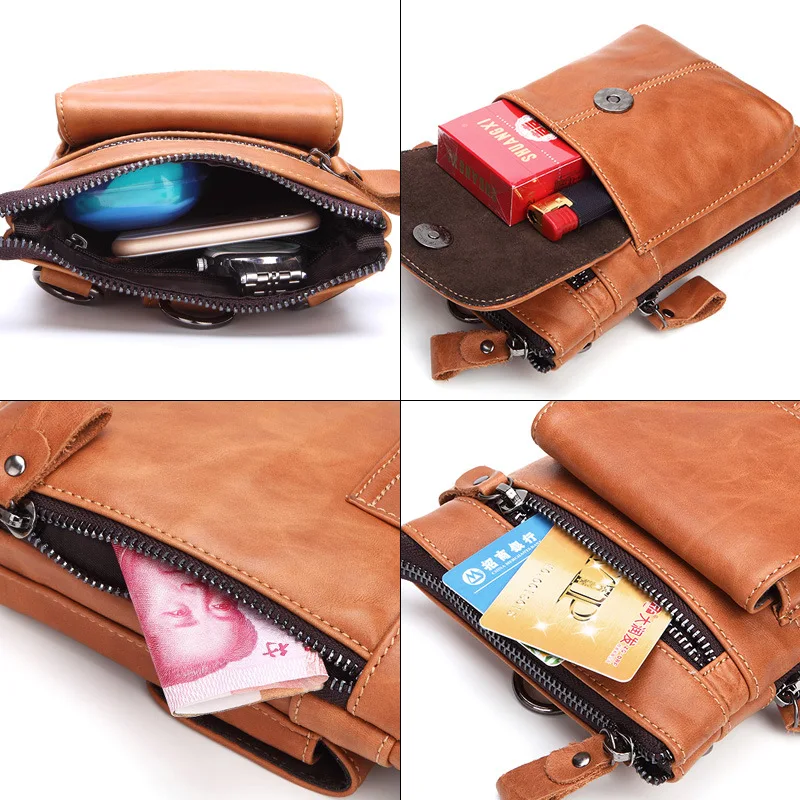

YourSeason Outdoor Leisure Men Genuine Leather Belt Packet Bag 2021 Korean Fashion Man Waist Casual Multi Function Mini Bags
