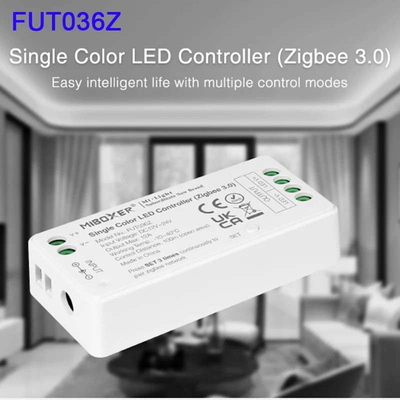 

Miboxer Zigbee 3.0 LED Strip Light Controller DC12V 24V Max 12A Single Color/Dual White/RGB/RGBW/RGB CCT LED Lamp Tape dimmer