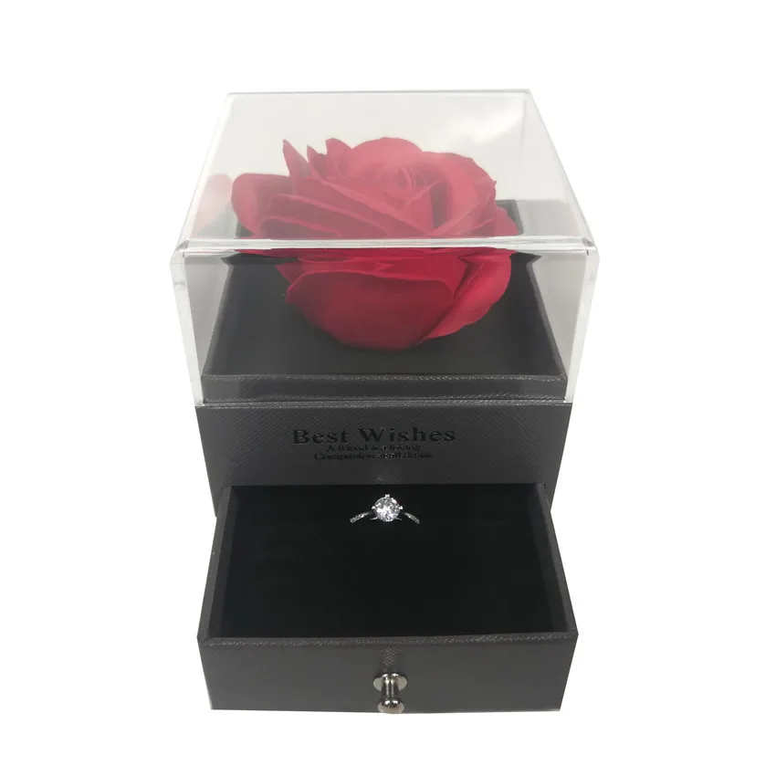 ring box Искусственные цветы для украшения красная вечная роза с подарочной коробкой можно положить кольцо Валентина подарки на день рождения для влюбленных - Цвет: ring box