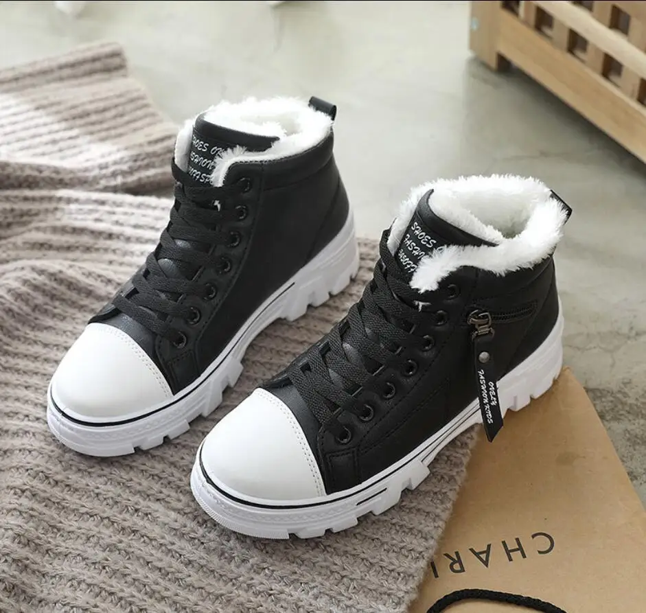 black 8901 Г., женские утепленные ботинки уличная зимняя плюшевая повседневная обувь на шнуровке женские зимние ботинки обувь, zapotos mujer, теплые кроссовки - Цвет: black 8901