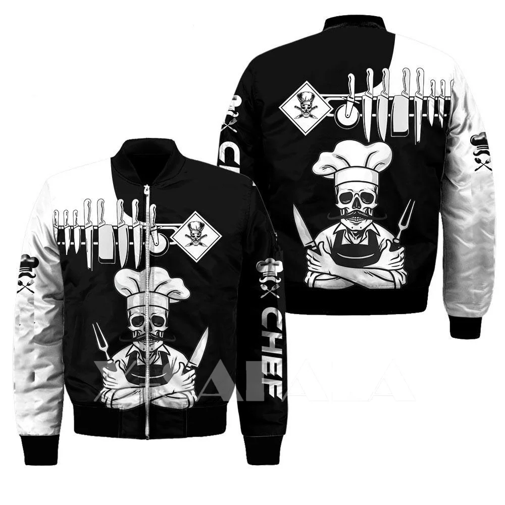 

Master Chef Kitchen Skull Mens 3D Print Bomber Jackets Zipper Casual Unisex Harajuku Women Streetwear Thick Coats-11