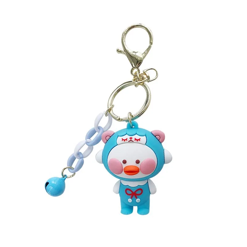 Cute Cartoon Duck Keychain 4 Colors Silicone Doll with Free Bell Keyring for Women Girls' Bag Pendant Ornament Key Chain | Игрушки и