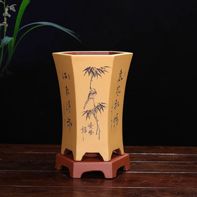 Чайный набор из Орхидея бассейна большой шесть квадратных гравировкой высокого