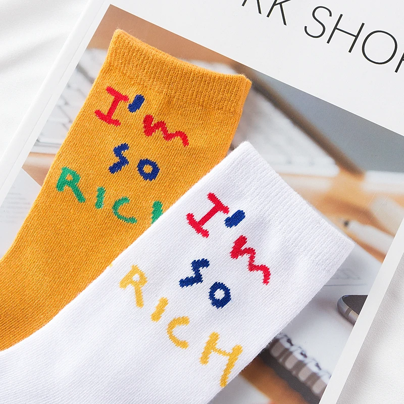 Творческие буквы I'm so rich Man &amp Women скейтборд хлопок Смешные Повседневные носки sox