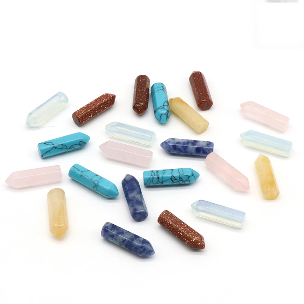 

Natural Semi-precious Stones Hexagonal Prism Bullet Head Magic Wand Energy Home Decoration Aura Healing Crystal Ornaments 6x21mm