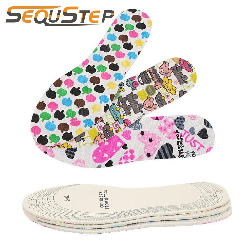 2 Pairs Kids Latex Sponge Insole Child Foam Sole Children Shoes Pad Shock Absorption Lovely Pattern Cotton Insole Size 26 to 36