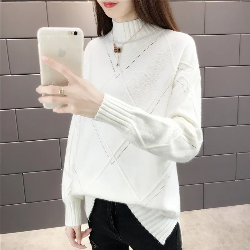 

2020 New Korean Pullover Sweaters Autumn Winter Women Turtleneck Casual Loose Pullovers and Sweaters Oversized Bottoming Jumper