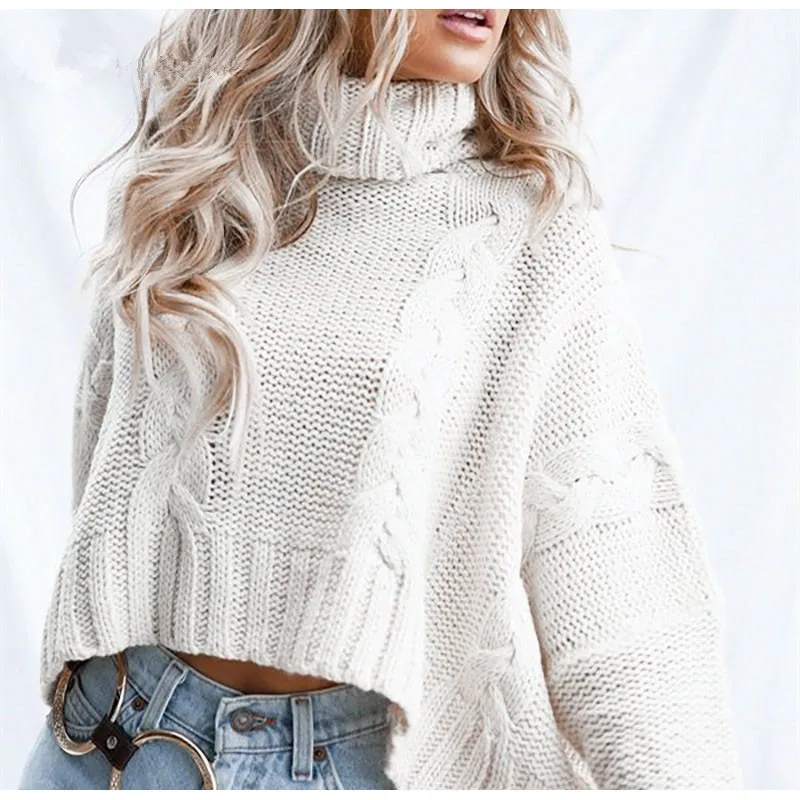 fall 2020 women jumper oversized sweater batwing long sleeve turtleneck pullover knitted white khaki gray jersey | Женская одежда