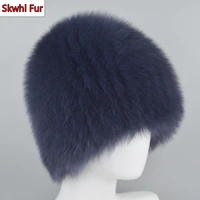 2021 new luxury 100 natural real fox fur hat women winter knitted real fox fur bomber cap girls warm soft fox fur beanies hats
