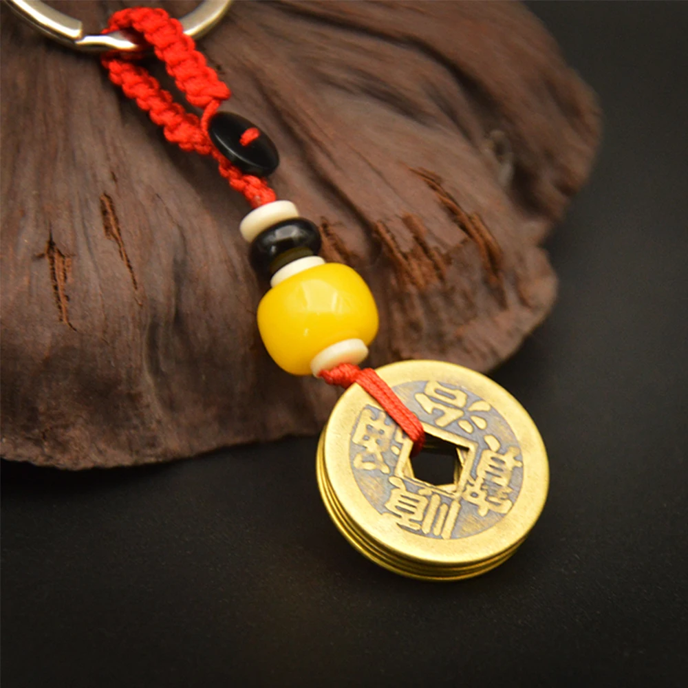 

Fengshui Five emperor money lucky key pendant copper gourd pendant pure copper small gourd pendant