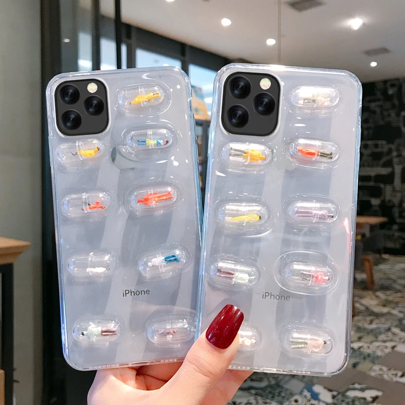 Прозрачный чехол для телефона в виде капсулы с 3d-таблетками подходит OPPO A8 A91 A92s A52