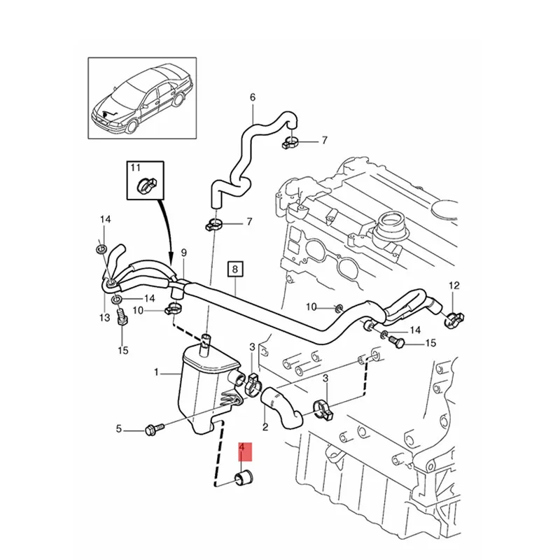 Автомобильный шланг 2003-vol voS 60 S80 XC90 вентиляционная труба коленчатого вала коробка