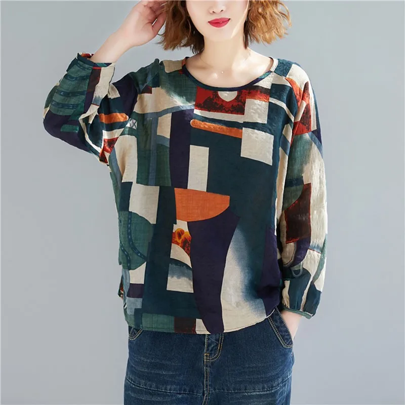 Женские футболки из хлопка и льна с длинным рукавом новинка 2020 Осенний простой