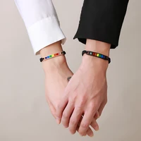 bracelets stainless steel lovers rainbow bracelet drop glue knitting hand rope adjustable bracelet rope lovers jewelry bracelet