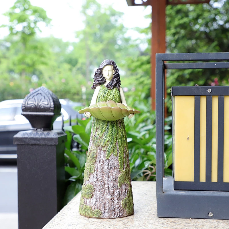 Статуя эльфа с кормушкой для птиц статуэтка Феи папоротника феи уличным садовым