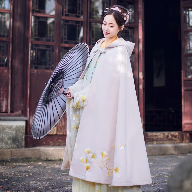 Шерстяной плащ в китайском стиле осенне зимний традиционный Ming Hanfu древняя