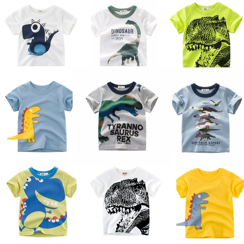 Футболки для мальчиков и девочек футболка с мультяшным принтом динозавров