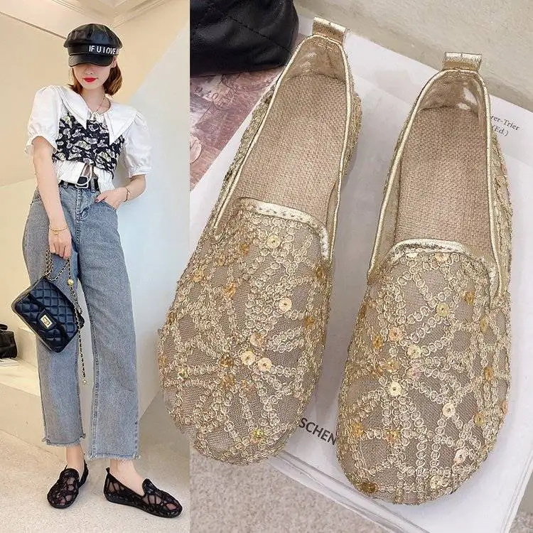 

Женские туфли на плоской подошве, повседневная сетчатая дышащая обувь, большие размеры 35-42