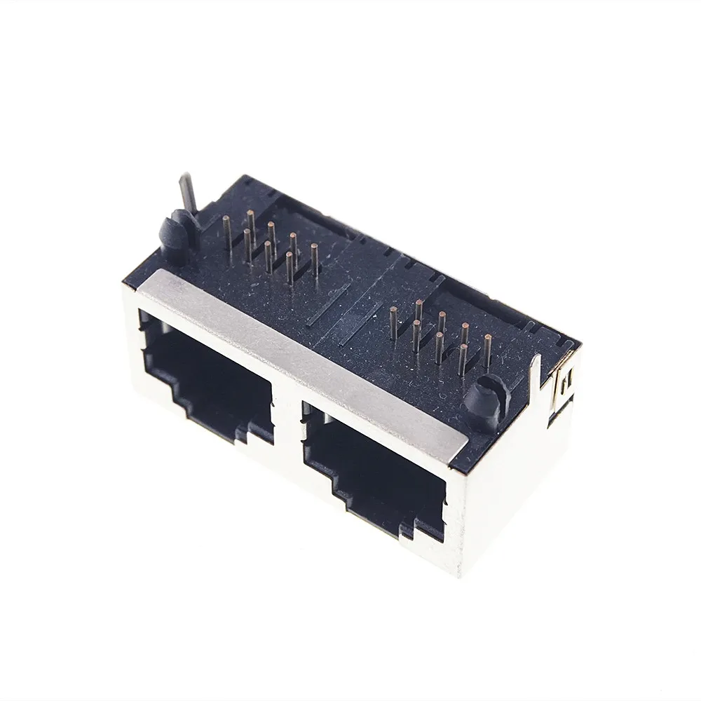 2 шт. RJ45 двойной порт экранированный модульный разъем PCB 8P8C прямоугольный