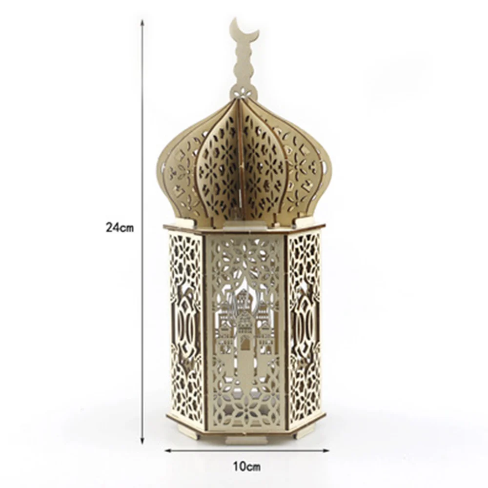 

2021 New DIY Muslim Wooden Palace Light Night LED Lamp EID Mubarak Ramadan Decoration for Home Children Gift/a Ramadan Ornament