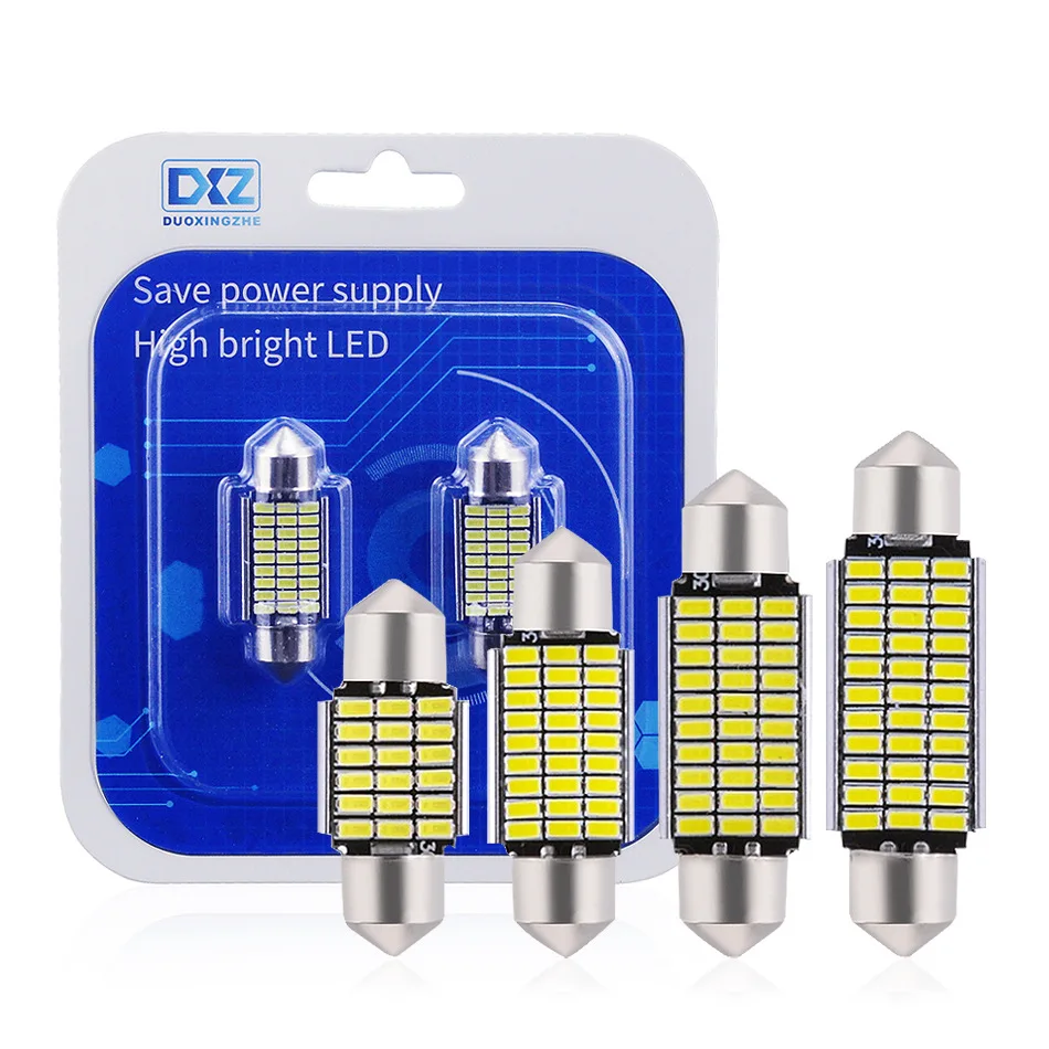 DXZ 2 шт. 31 мм 36 мм/39 мм/41 мм C5W C10W 18 27 30 33 SMD 3014 Светодиодный гирлянда светильник CANBUS без ошибок авто интерьер купола лампы