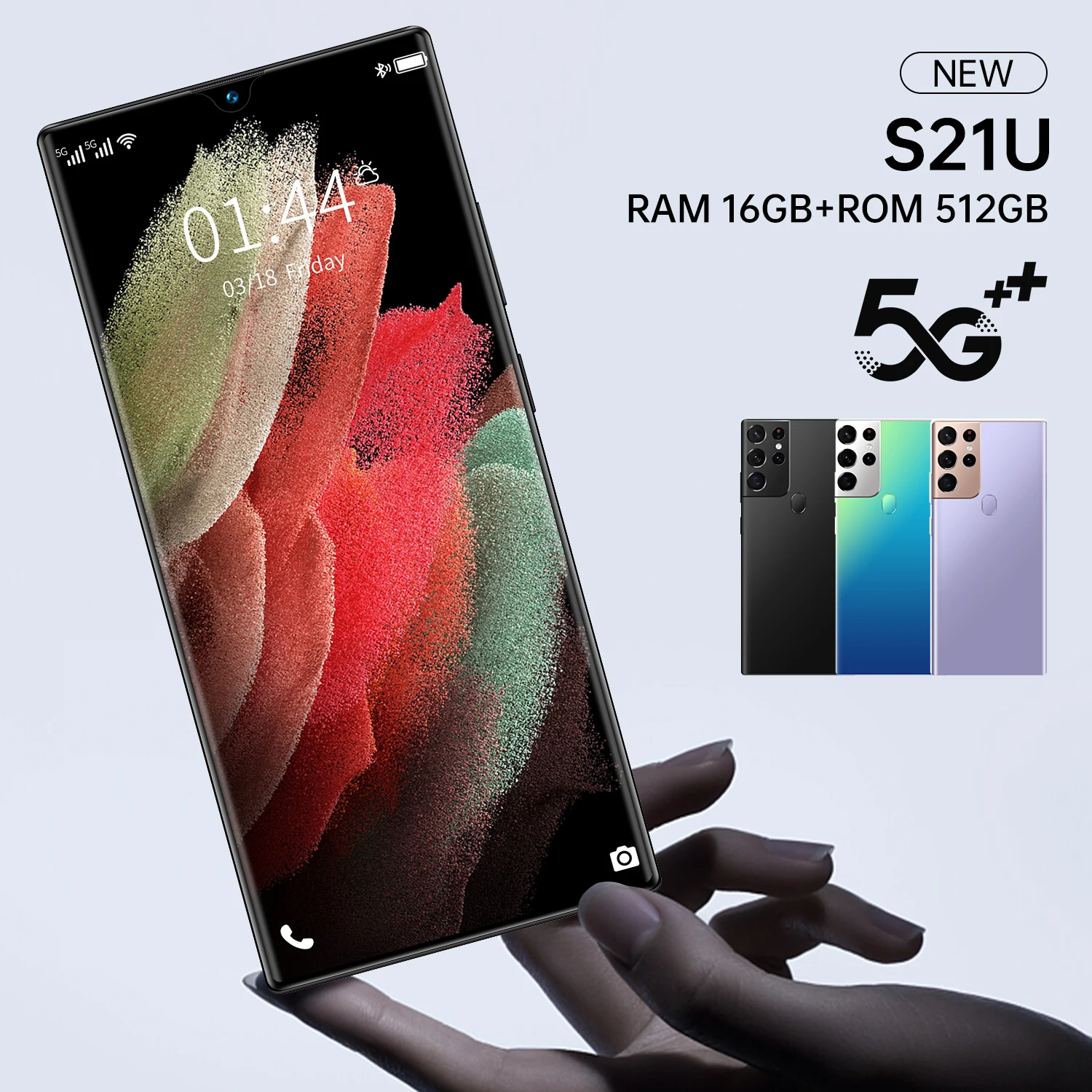 

New Arrival Global Models S21U 6.9inch Cellphone Android11 16GB +512GB 6800mAh Smart Wake Fingerprint Unlock Dual SIM Smartphone