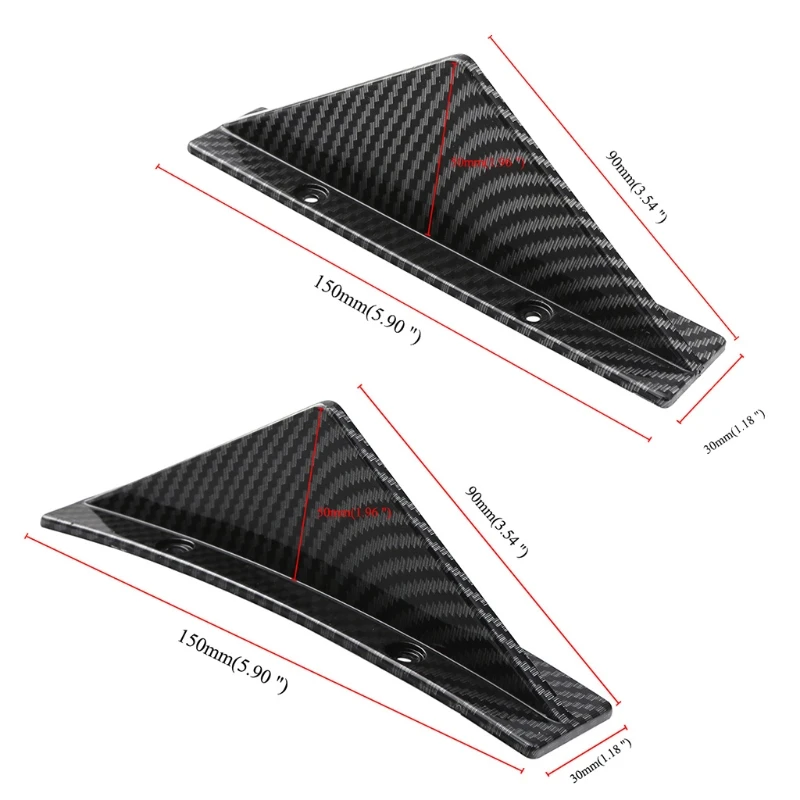 

4Pcs Carbon Fiber Curved Car Rear Bumper Addon Lip Diffuser Shark Fin Universal Spoiler