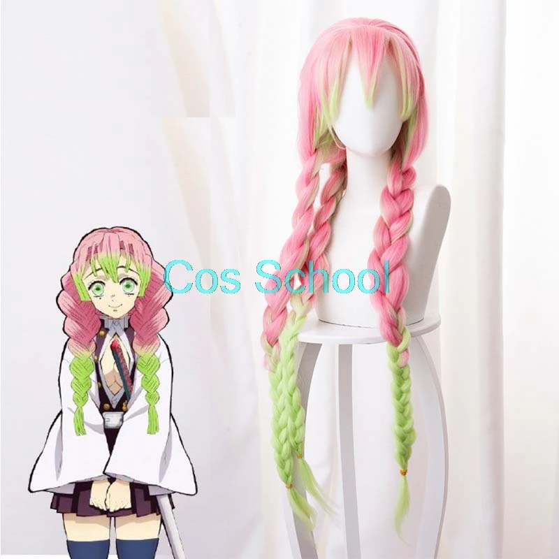 Cos School Tsuyuri Kanawo Rengoku Kyoujurou Kanroji Mitsuri Iguro Obanai парики Demon Slayer Kimetsu no Yaiba аксессуары