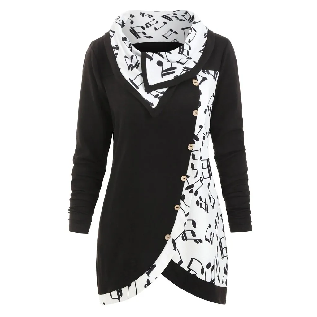 Женский свитшот с длинным рукавом воротником-хомутом | Женская одежда