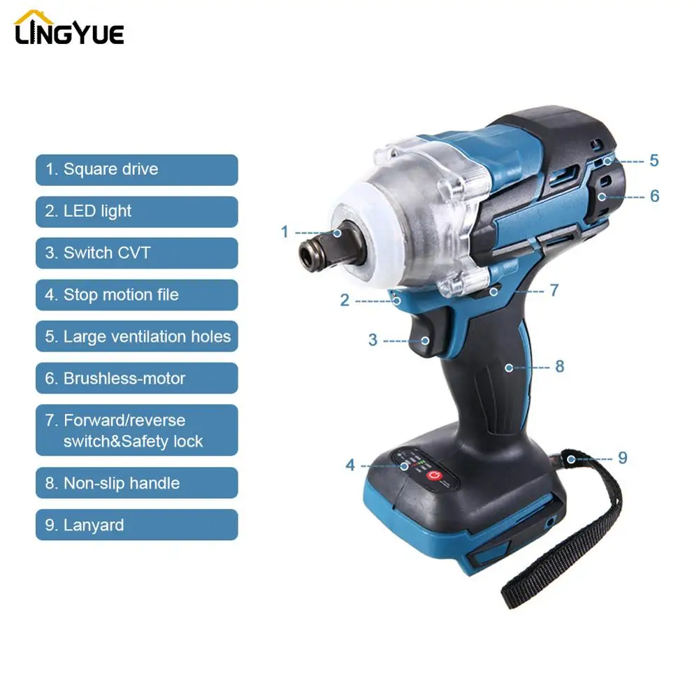 18V электрический бесщеточный ударный гайковерт для Makita Батарея bl1840 bl1850 bl1850b bl1860b и