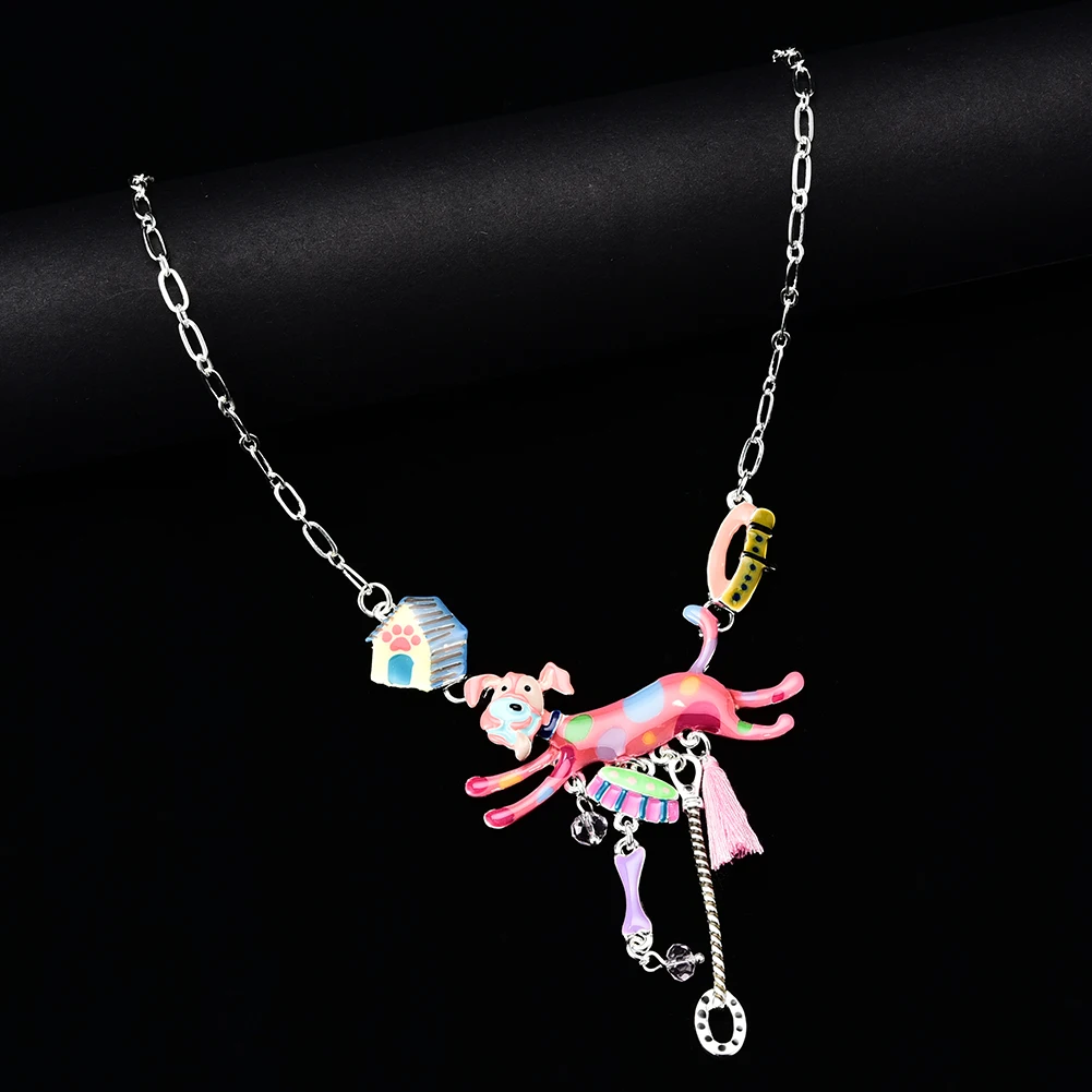 Colorful Enamel Spotted Dog Necklace Women New Fashion Choker Chain Necklaces Pendants for Gift Women's Clothing &amp Accessories |