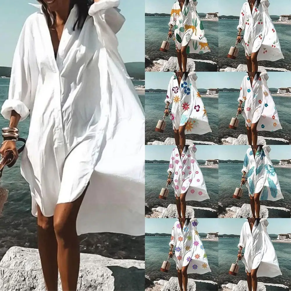 

Casual Loose Beach Boho V Neck Floral Print Dress Casual Midi Summer Spring Dresses Long Dress Sleeve Irregular Vestidos Sh Z1v0