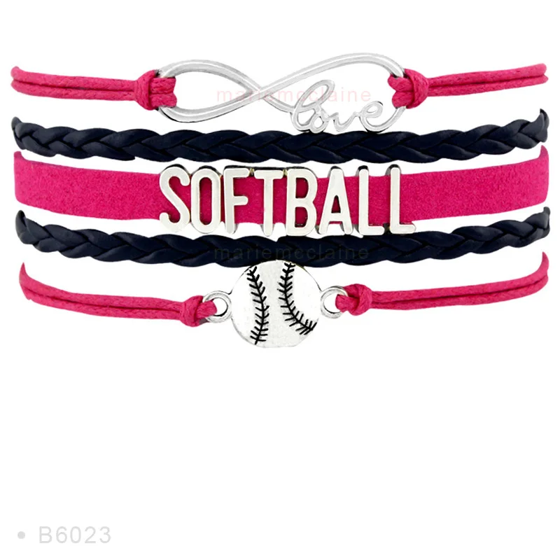 Браслеты Infinity Love Softball бейсбольные браслеты Mom спортивные украшения|Браслеты с