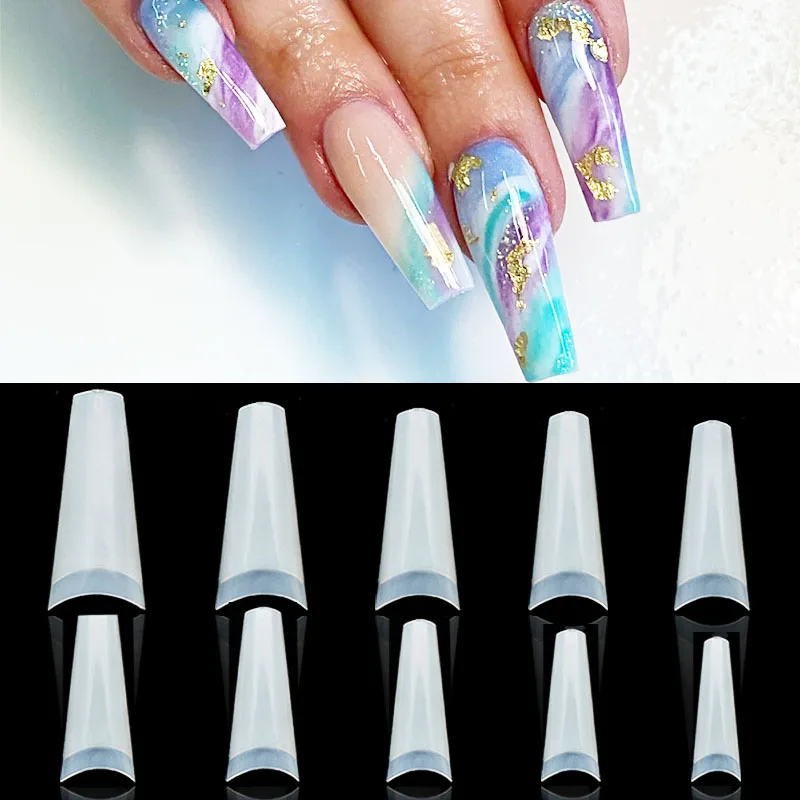 100 шт./пакет прозрачные натуральные накладные ногти для французского балета с