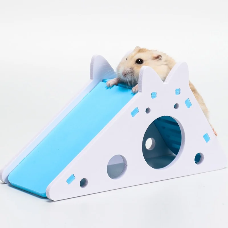 

Hamster Cage Hideout Cute Hamster Exercise Toy Wooden Hamster House with Ladder Slide for Guinea Pig Hamster Accessories