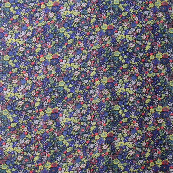 Темно-синяя мелкая пятнистая шелковая и хлопчатобумажная смешанная ткань с