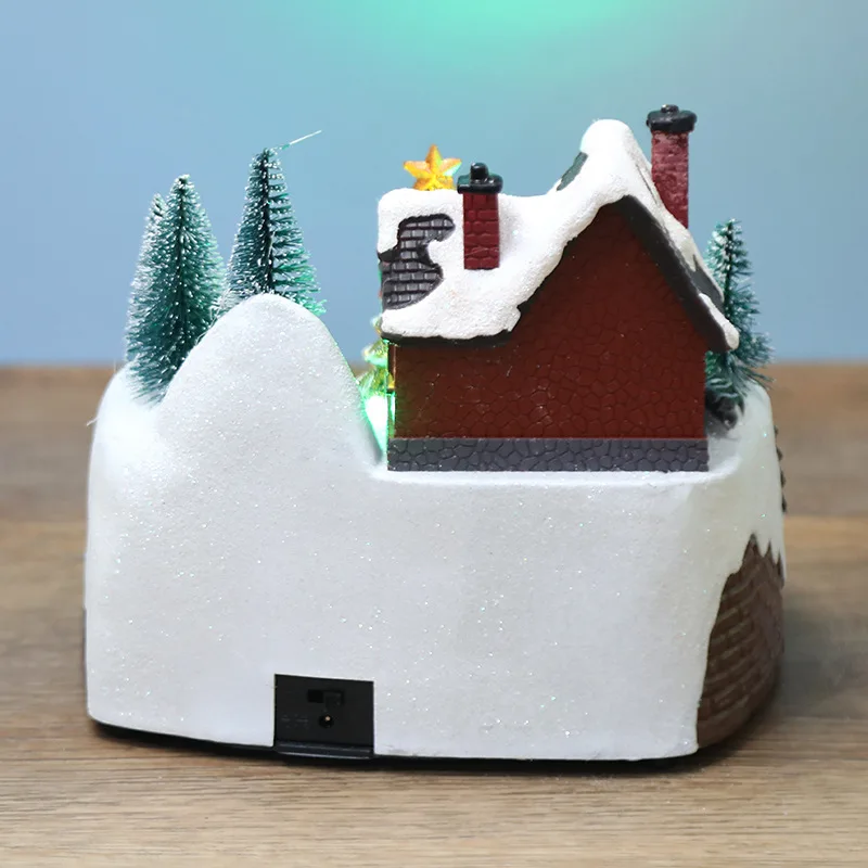 Pueblo de Navidad de Santa Claus, adornos musicales brillantes, &aacute;rbol de Navidad, tren giratorio, casa, decoraciones navide&ntilde;as, regalos, artesan&iacute;as-2