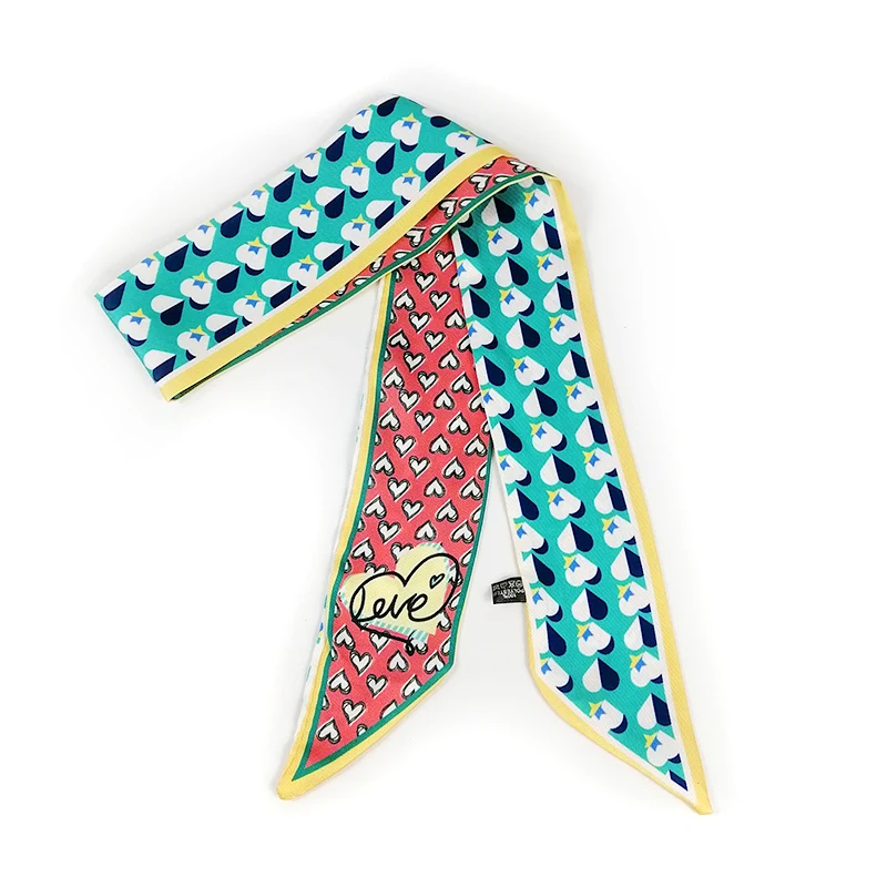 Роскошный брендовый красивый шарф на ремешке с принтом женский шелковый модный