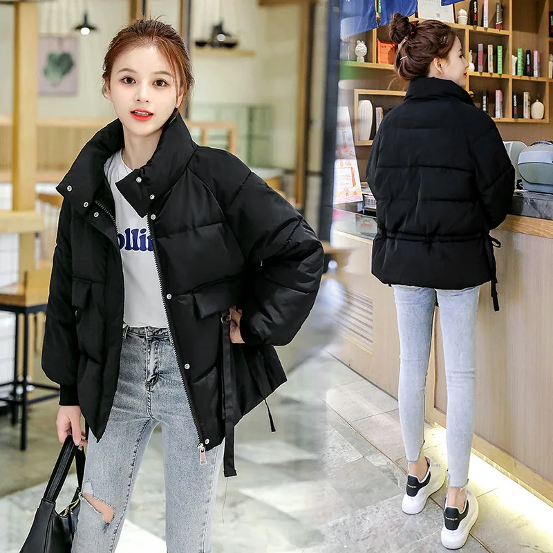 

Winter Women Short Puffer Jacket Thick Warm Cotton Padded Parkas Female Stand Collar Casual Zipper Bubble Coat With Pockets S232
