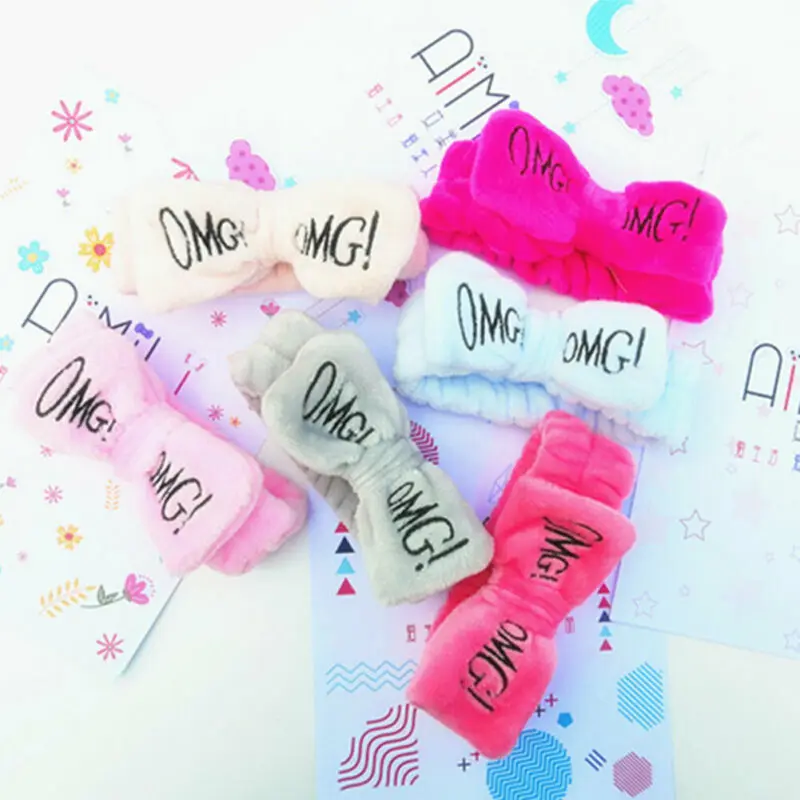 Мягкая Повседневная повязка для волос с большим бантом девушек ободок ванны спа