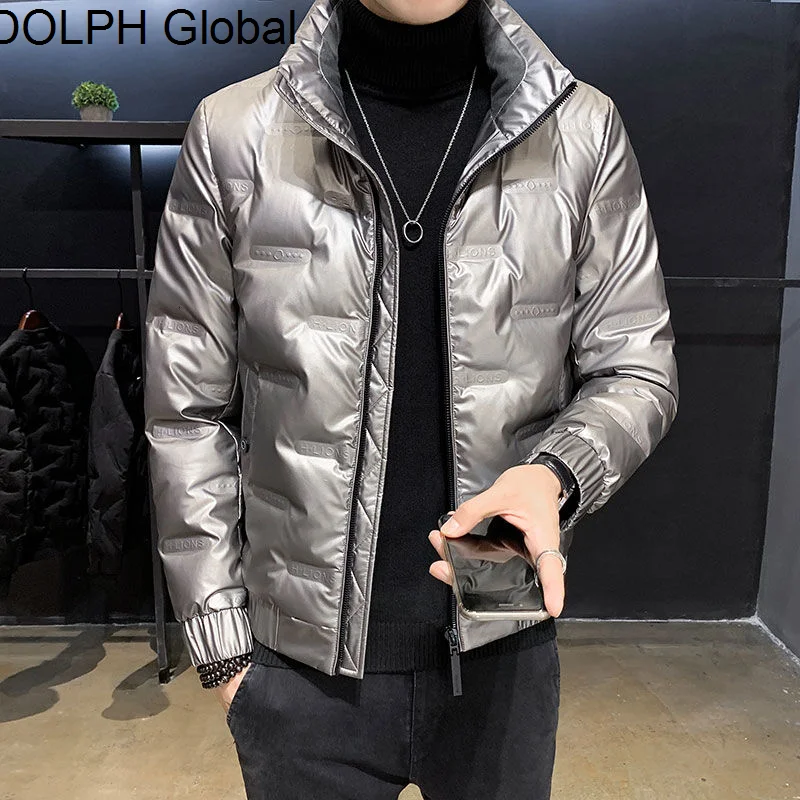 

style winter short down jacket men's warm jacket white duck down