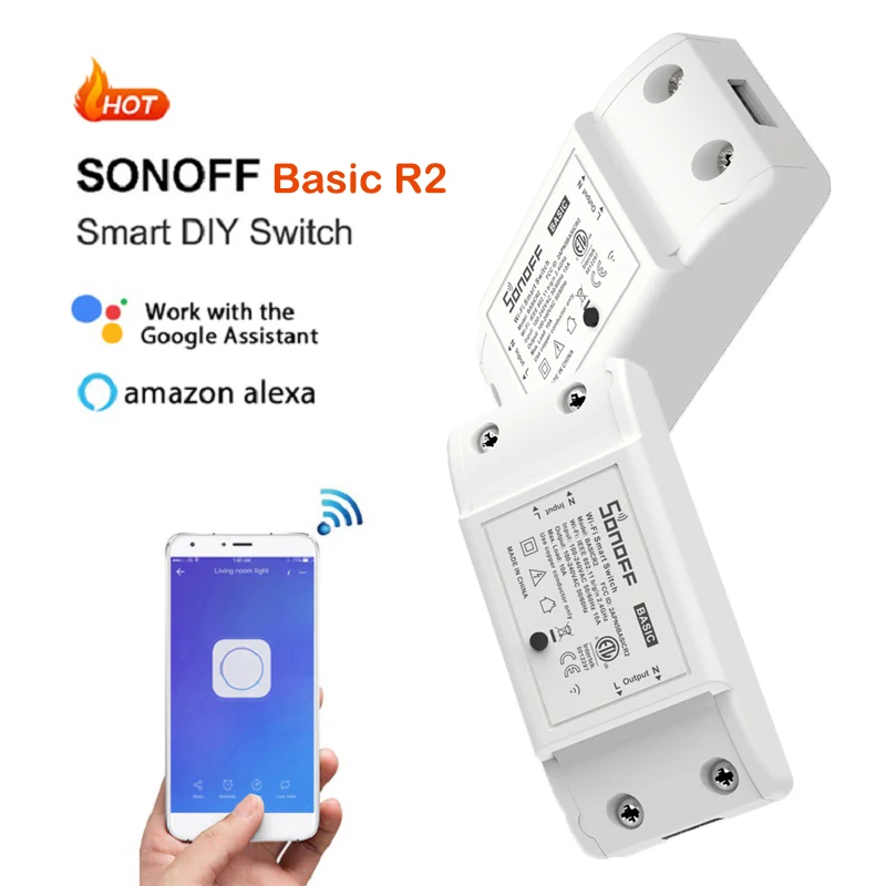 

SONOFF Basic R2 Wifi Timer Smart DIY Mini Switch Support EWelink APP Wireless Home Automation Compatible With Google Home Alexa