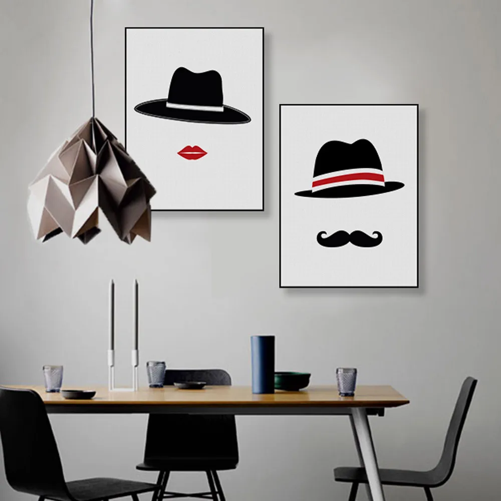 

Nordic Minimalist Living Room Modern Abstract Couples' Cap Poster Cafe Store Hotel Home Living Room Picture Decorative Painting