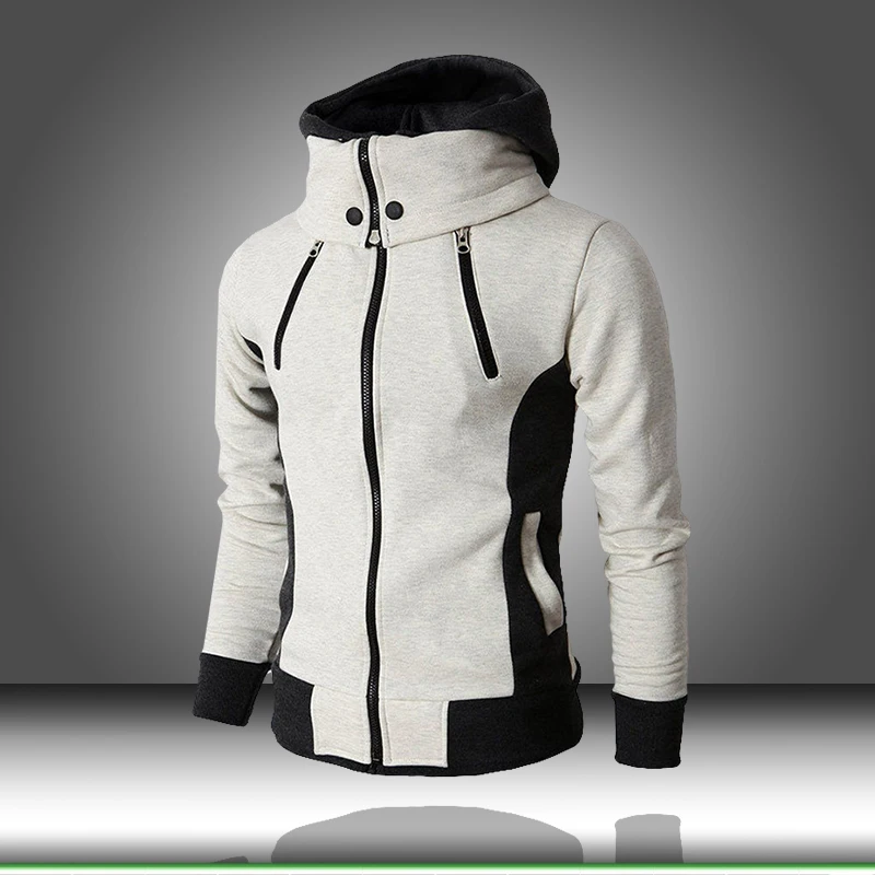 Мужская куртка на молнии с капюшоном повседневная приталенная бомбер высоким