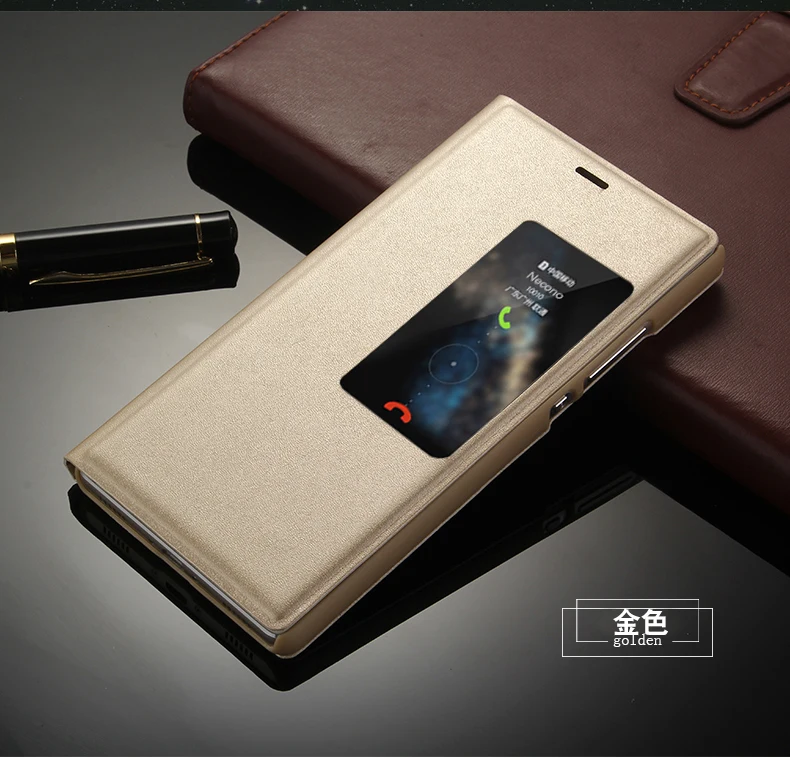 Роскошный кожаный чехол-книжка с окошком для экрана P8 для huawei P8, чехол для телефона с функцией автоматического сна