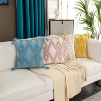boho cushion cover pink yellow blue beige tassels pillowcase handmade for home decoration funda cojin 45x45cm30x50cm