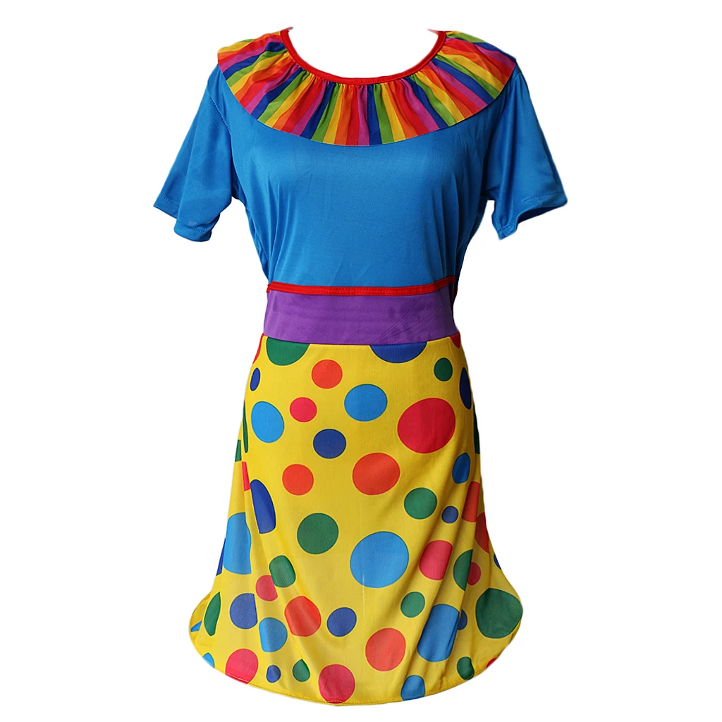 

Comedy Circus Clown Costume Ladies Dress Adult Cosplay Fancy Dress Up Gift Favor