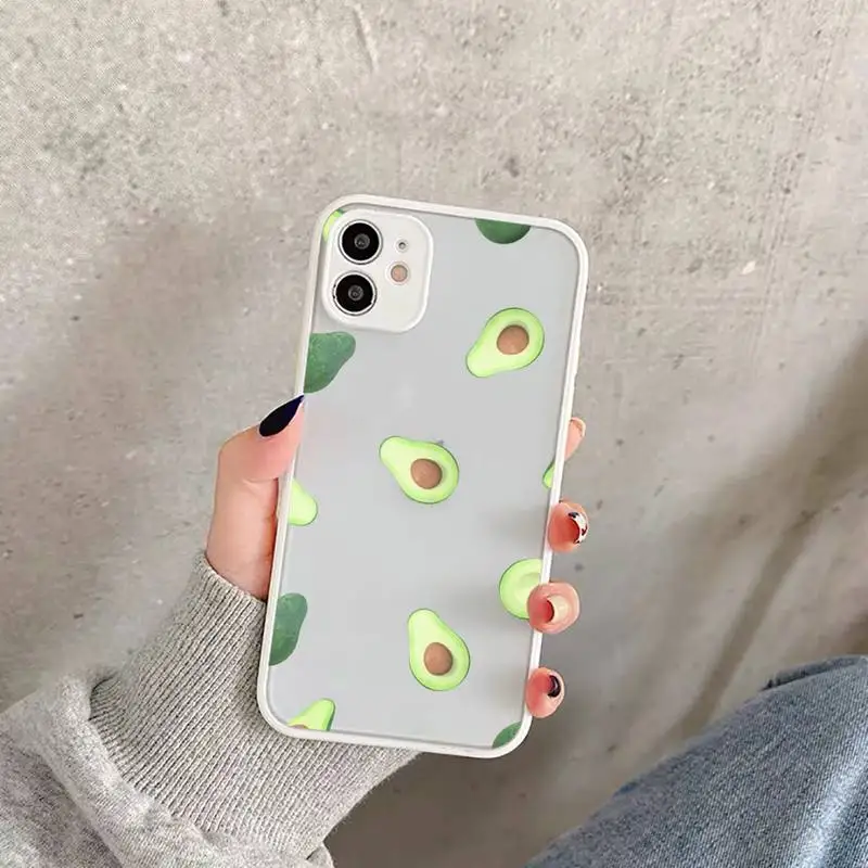 

Avocado aesthetic Gteen Fruit Phone Case For iPhone 12 11 Mini Pro XR XS Max 7 8 Plus X Matte transparent White Cover