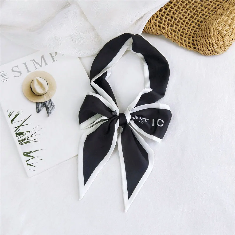 

luxury silk scarf women designer Skinny Butterfly Floral Printing Foulard Ladies Bag Head Scarves
