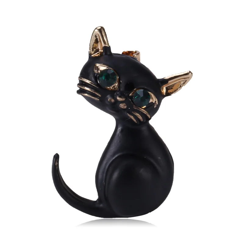 

Wuli&baby Small Black Enamel Cat Brooches Women Classic Animal Party Casual Brooch Pins Gifts